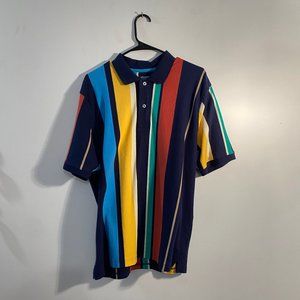 Vintage Lands’ End Retro Vertical Stripe Polo Shirt. Men’s Size L.